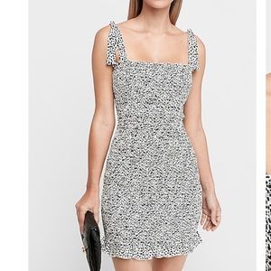 Snake print Tie Sleeve Smocked Mini Dress